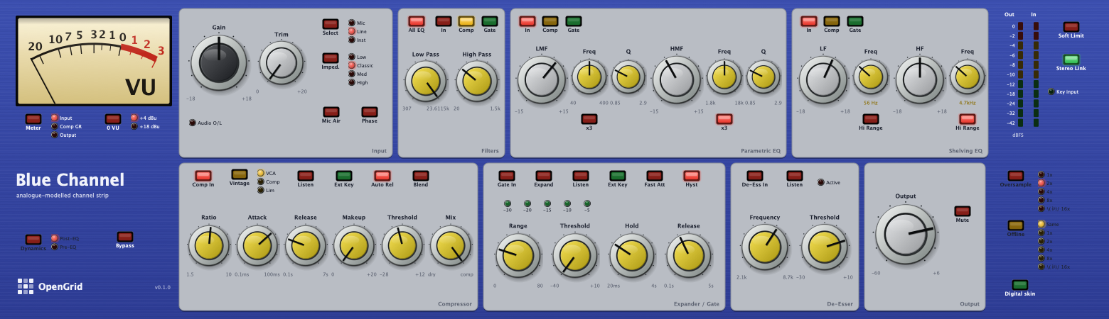 Blue Channel Class-A British channel strip interface
