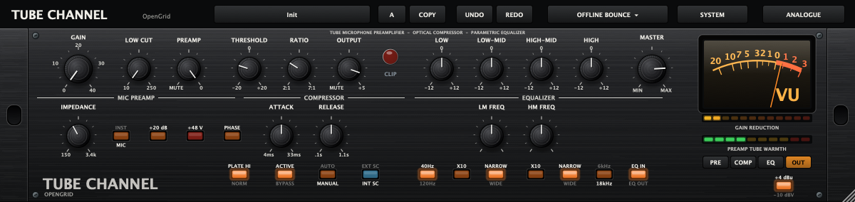 TubeChannel analog tube channel strip interface